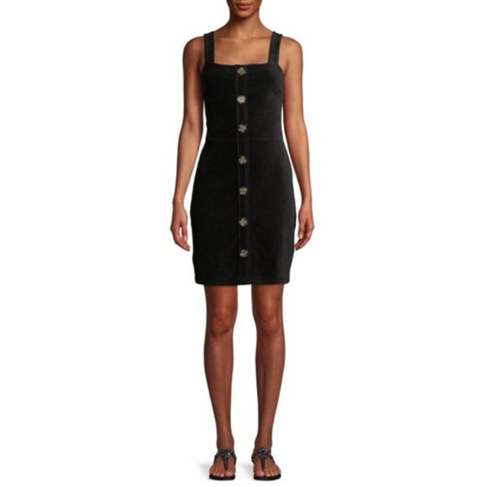 no boundaries Black Corduroy Mini Button Up Dress. Juniors X-Large 15-17.